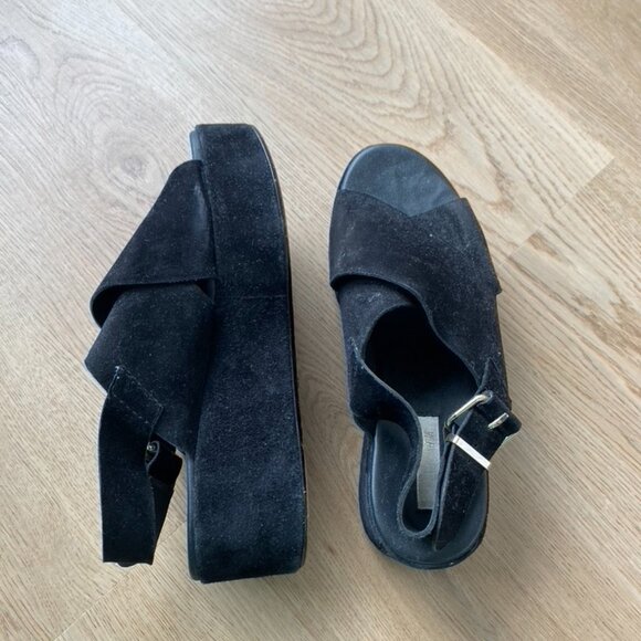 Black Suede H&M Platform Sandals - Picture 4 of 5